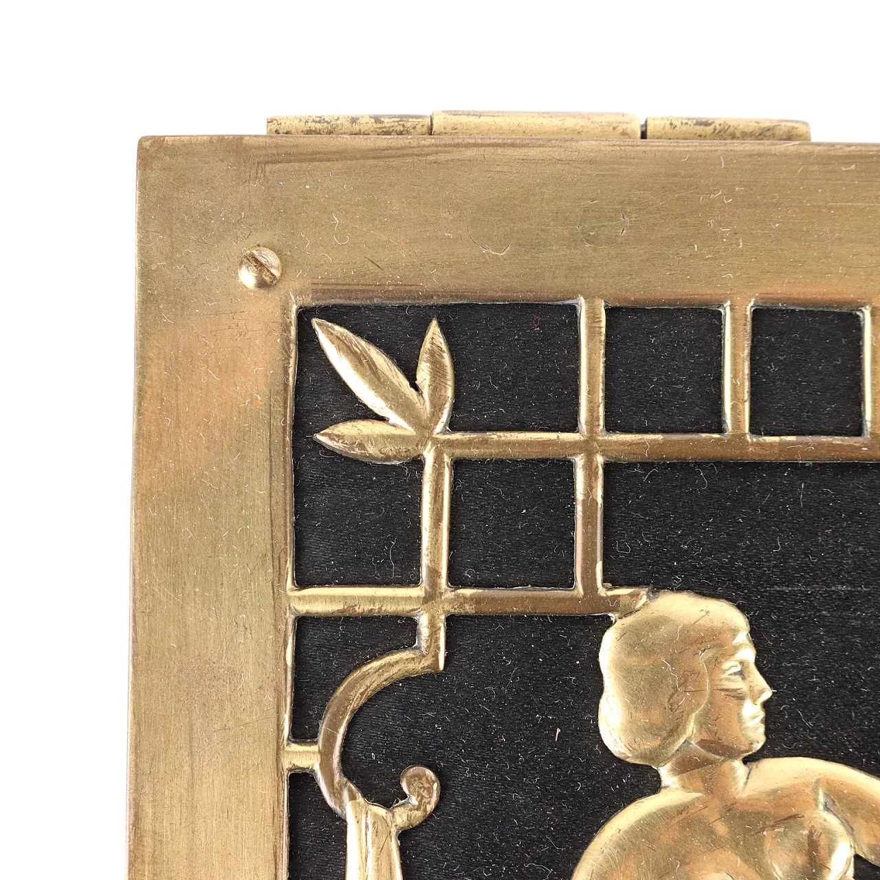 Scatola Art Decò in bronzo e tessuto, anni '20 5