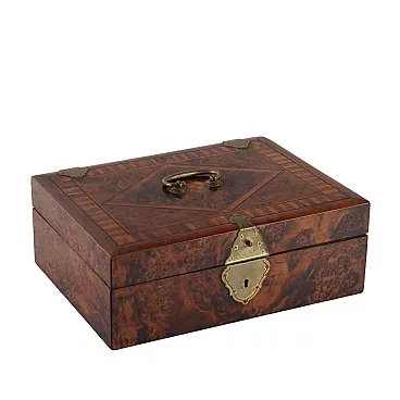 Scatola in legno impiallacciato di radica, '800
