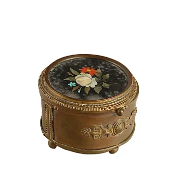 Scrigno in bronzo con coperchio in marmo, '800