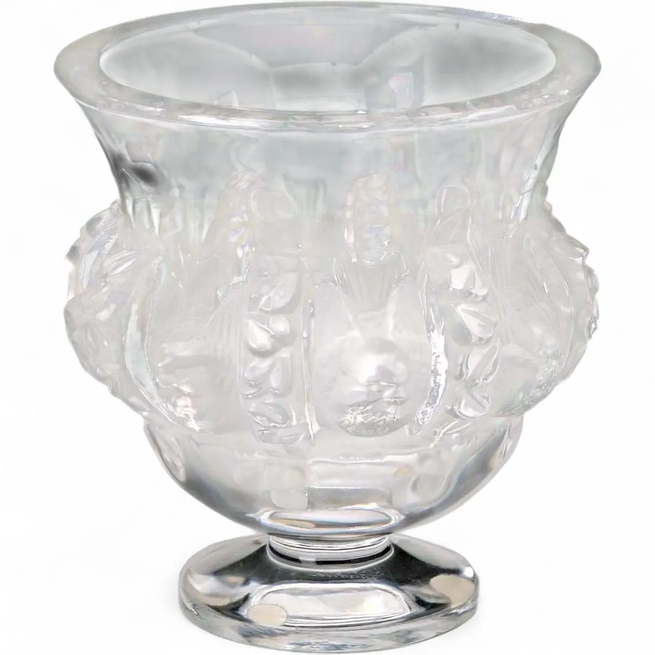 Vaso in cristallo con decoro in rilievo satinato, '900 8