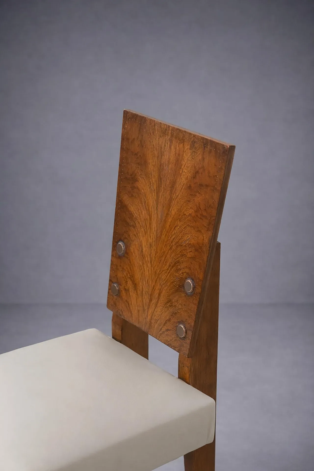 6 Sedie di Andre' Sornay con sedili in pelle bianca, metà '900 2