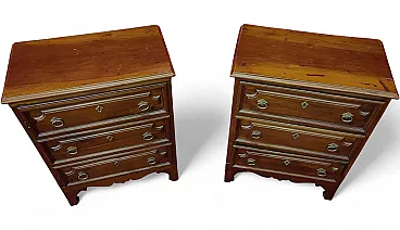 Emilian walnut bedside table couple, 17th century