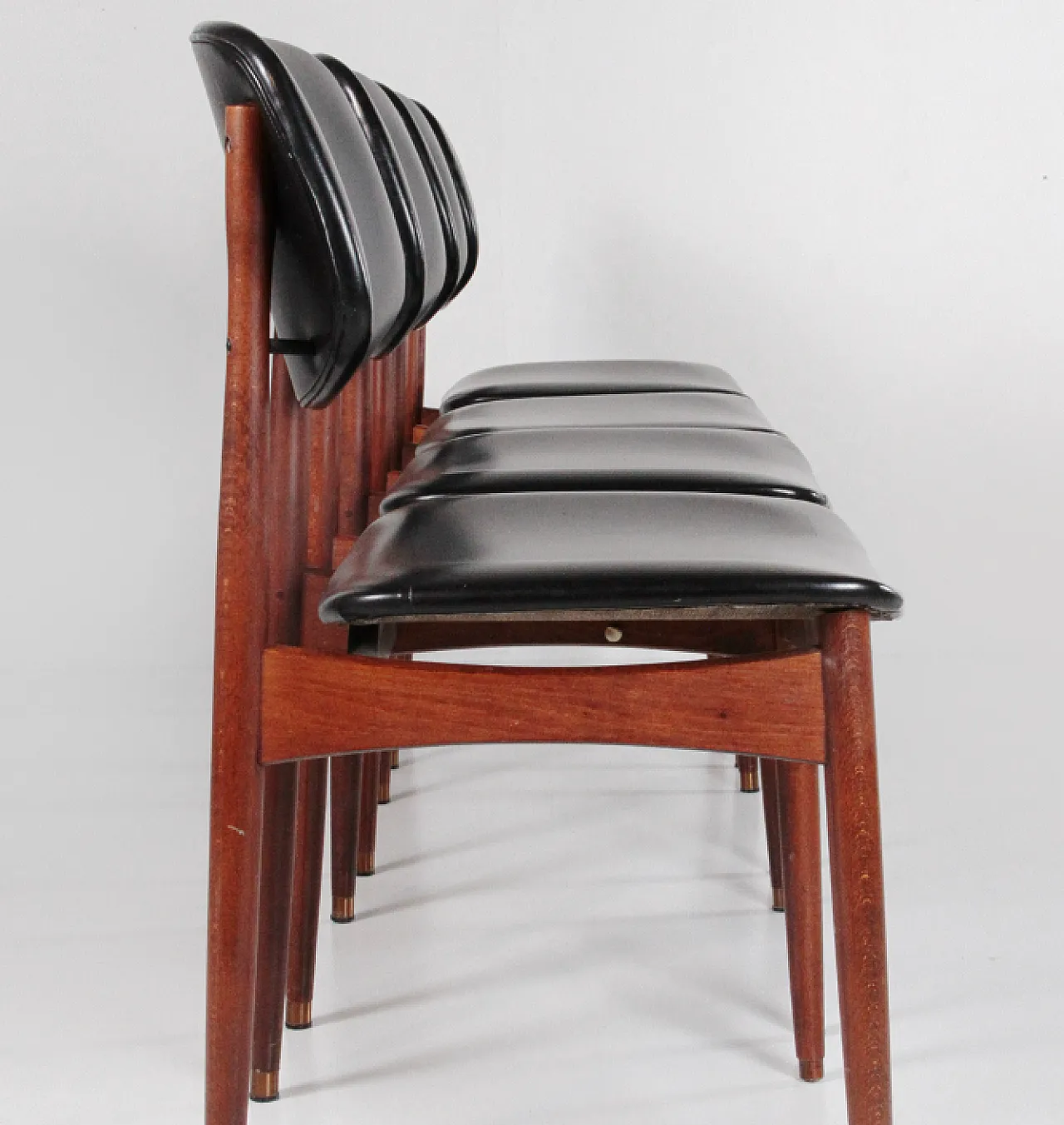 4 Wood and leather chairs, 1960s 2