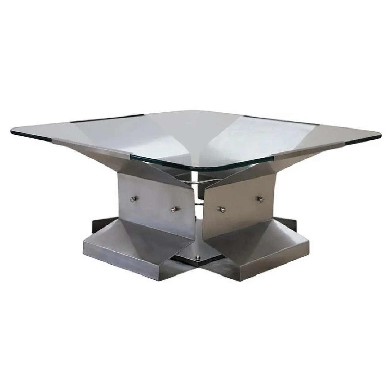 Coffee table in steel and glass, 1970s 1