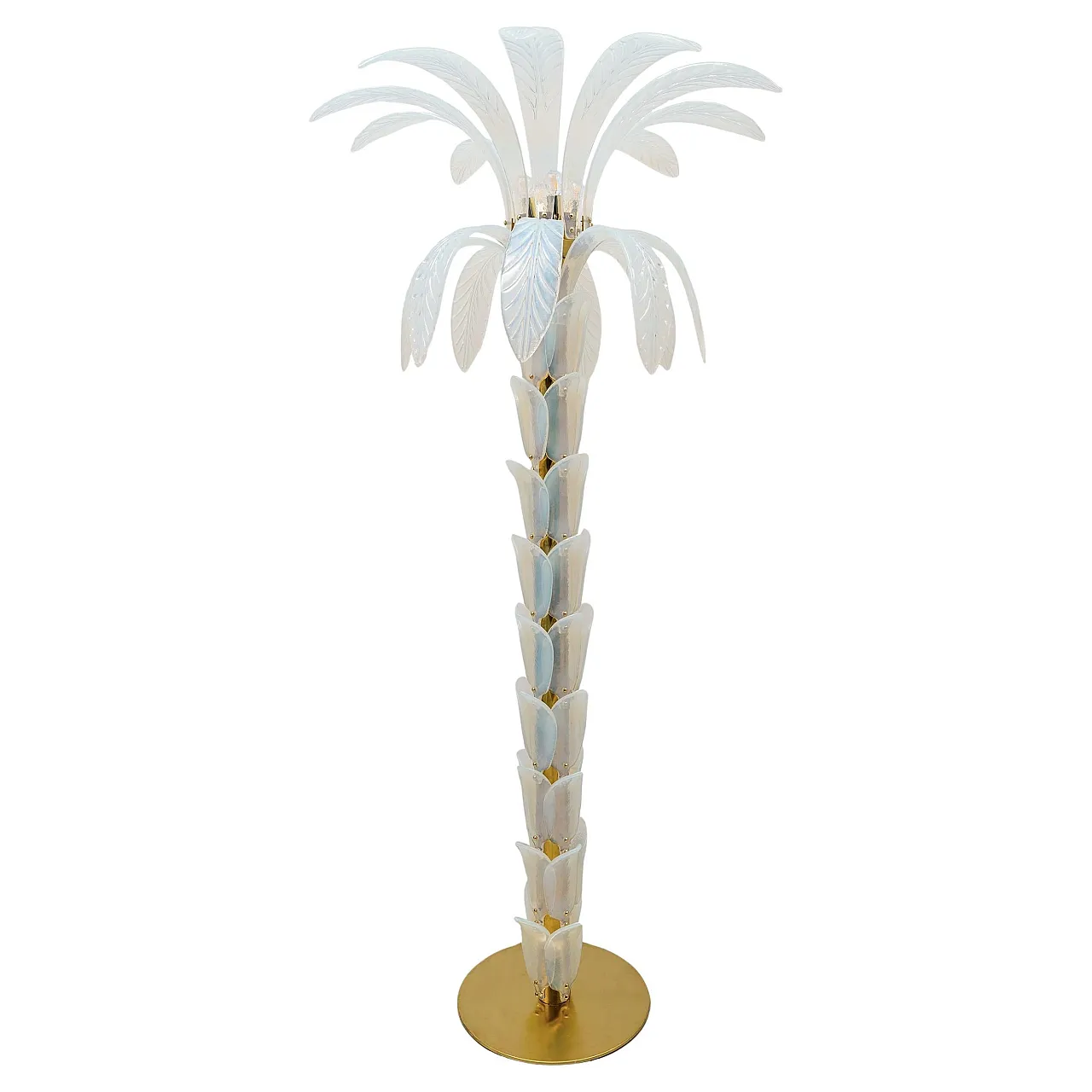 Iridescent Murano glass and brass palm tree floor lamp, 2000s 1
