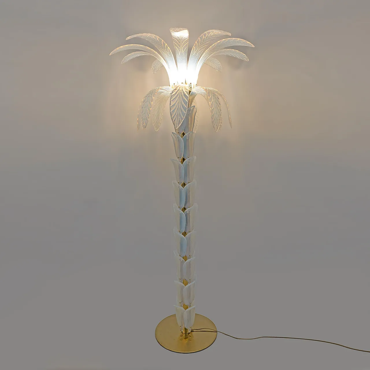 Iridescent Murano glass and brass palm tree floor lamp, 2000s 3