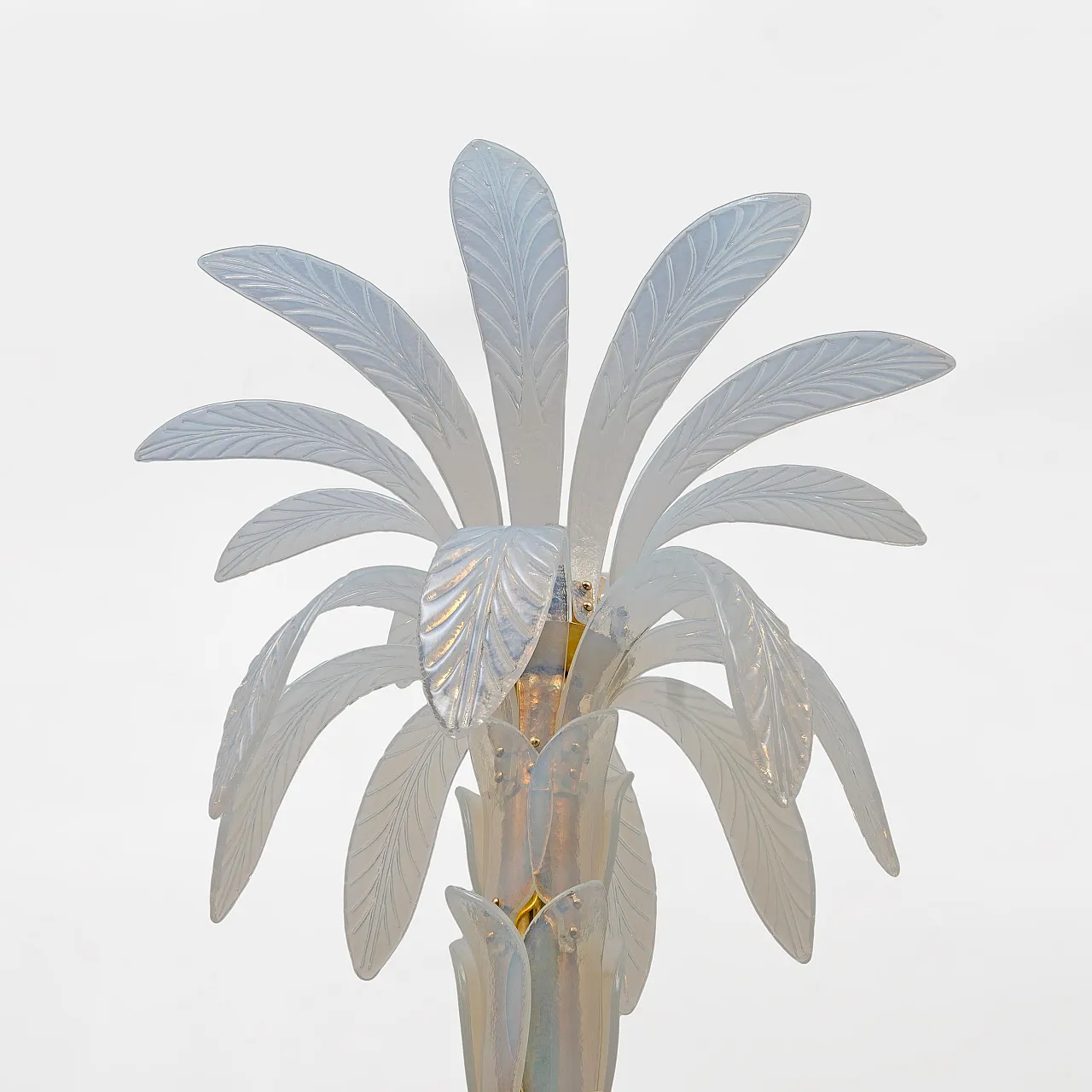 Iridescent Murano glass and brass palm tree floor lamp, 2000s 5