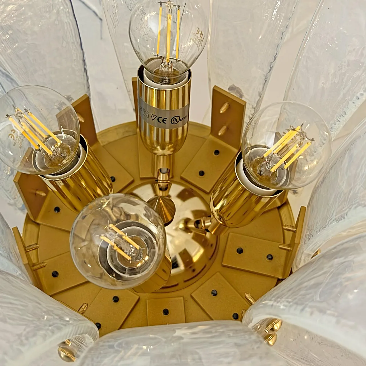 Iridescent Murano glass and brass palm tree floor lamp, 2000s 9