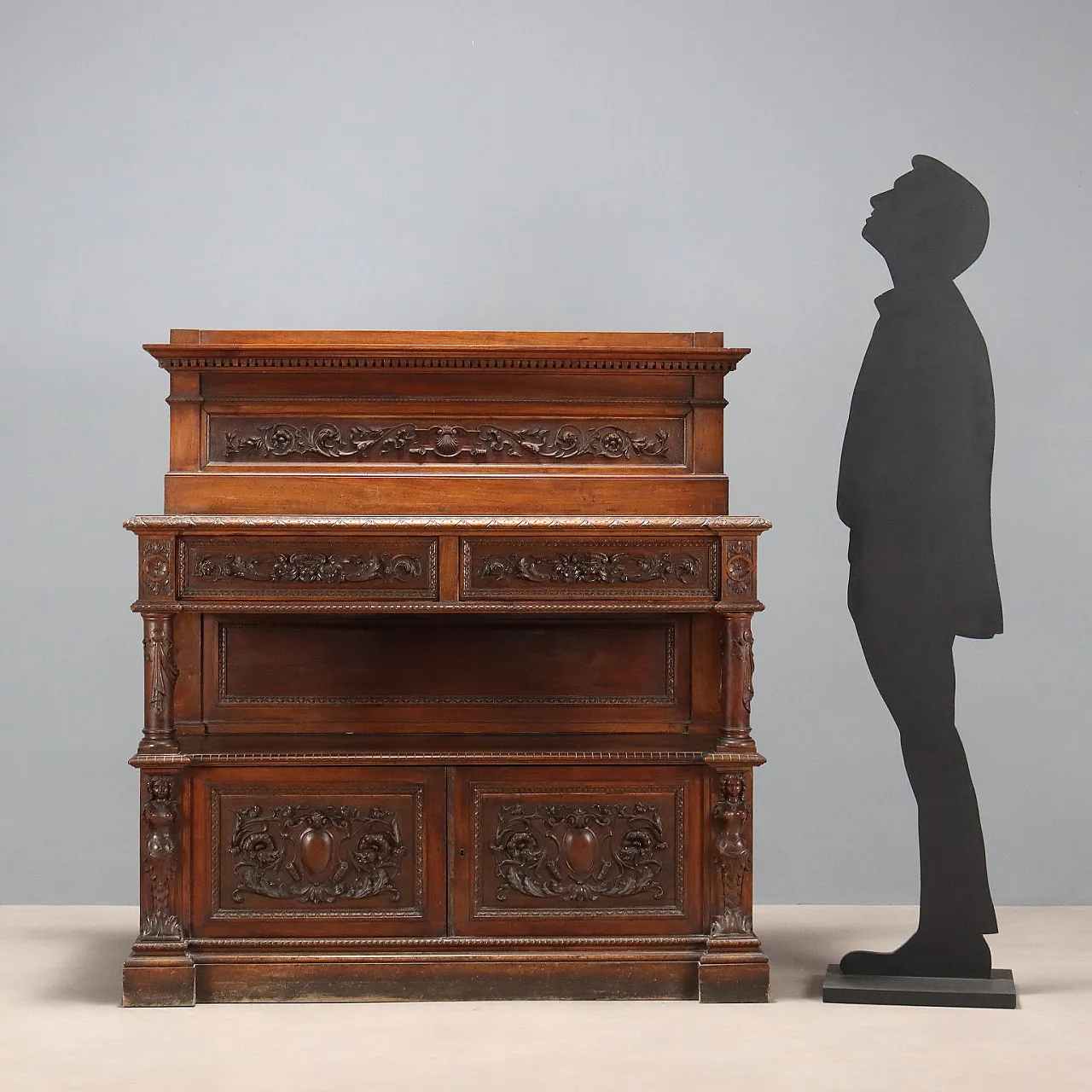 Credenza in noce in stile neorinascimentale, fine '800 2