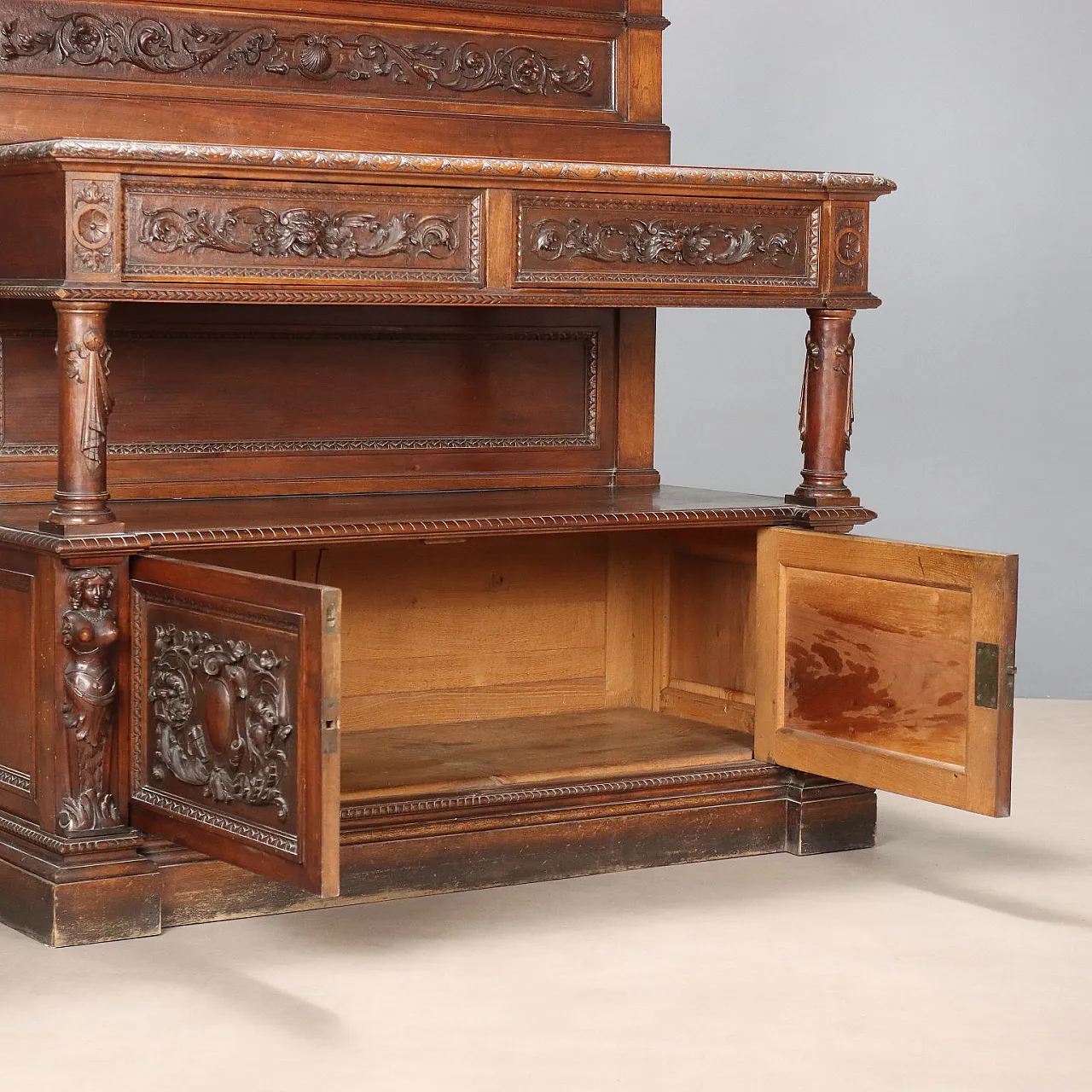 Credenza in noce in stile neorinascimentale, fine '800 3