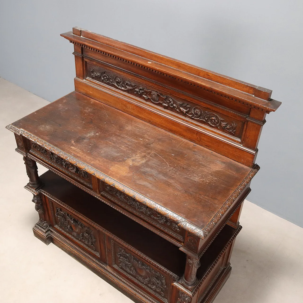 Credenza in noce in stile neorinascimentale, fine '800 10