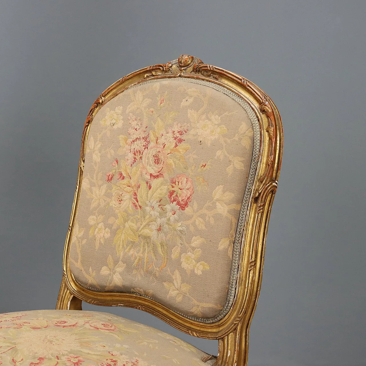 4 Sedie in legno dorato in stile tardo barocco, fine '800 3