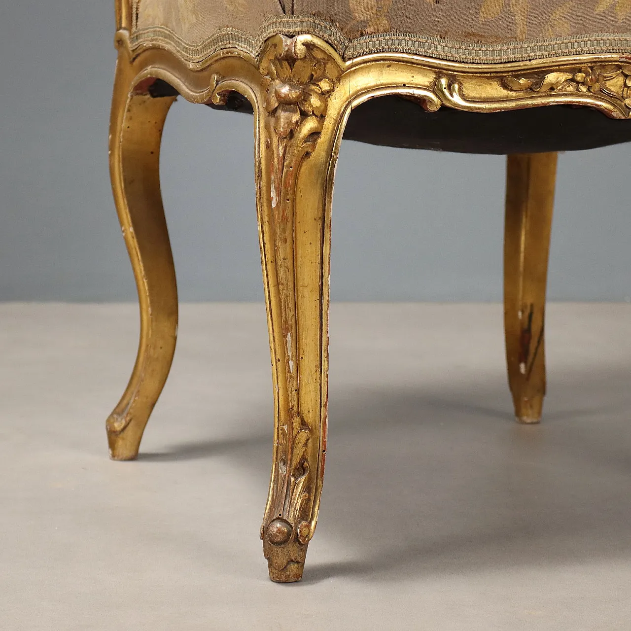 4 Sedie in legno dorato in stile tardo barocco, fine '800 6