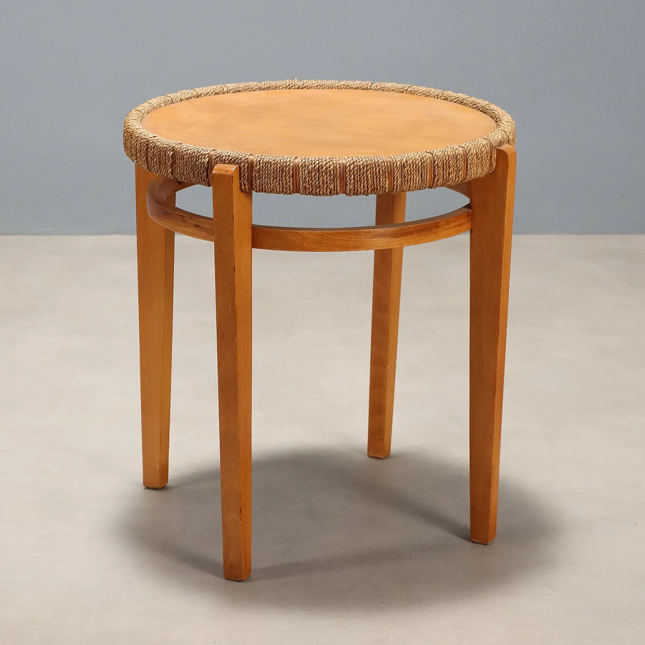 Coffee table in woven rope, poplar and beech, 20th century 1