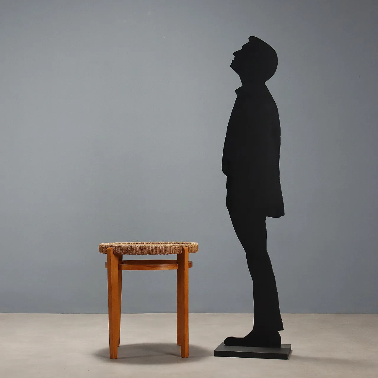 Coffee table in woven rope, poplar and beech, 20th century 2
