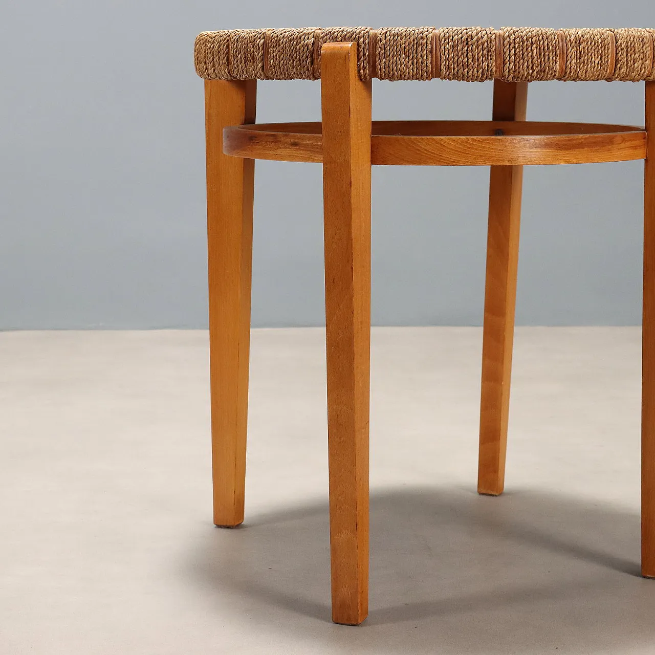 Coffee table in woven rope, poplar and beech, 20th century 5