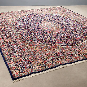 Tappeto Kerman in cotone e lana, nodo grosso, fatto a mano, '900