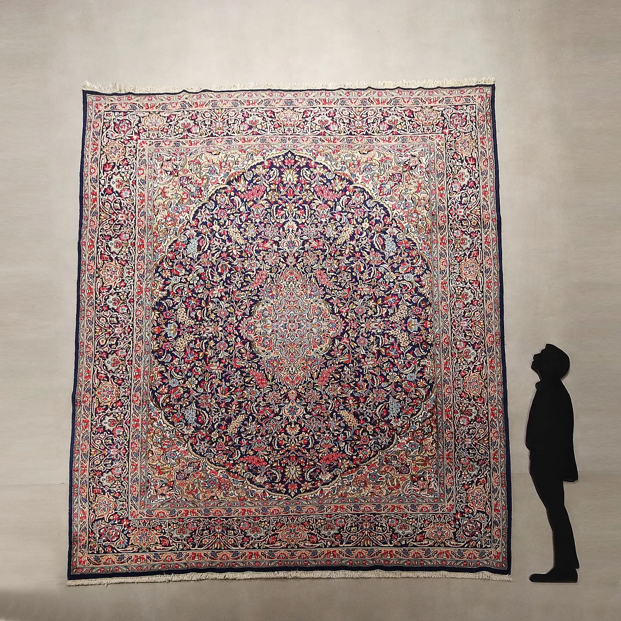 Tappeto Kerman in cotone e lana, nodo grosso, fatto a mano, '900 2