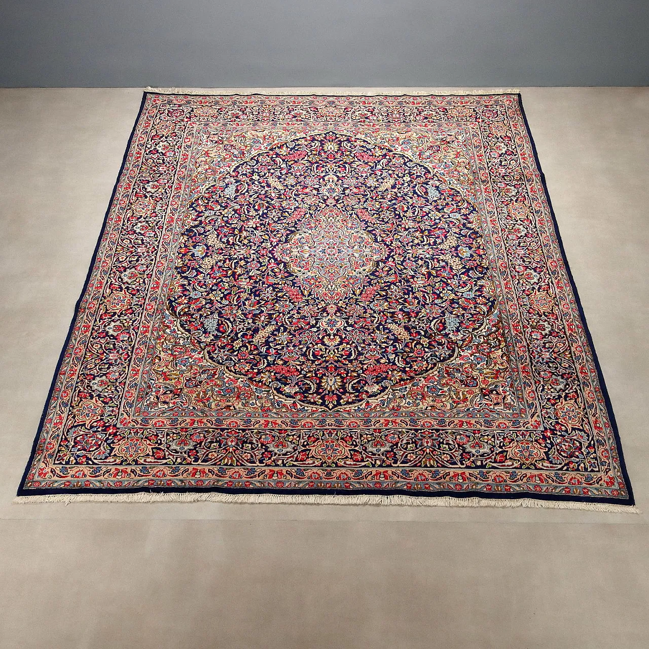 Tappeto Kerman in cotone e lana, nodo grosso, fatto a mano, '900 3