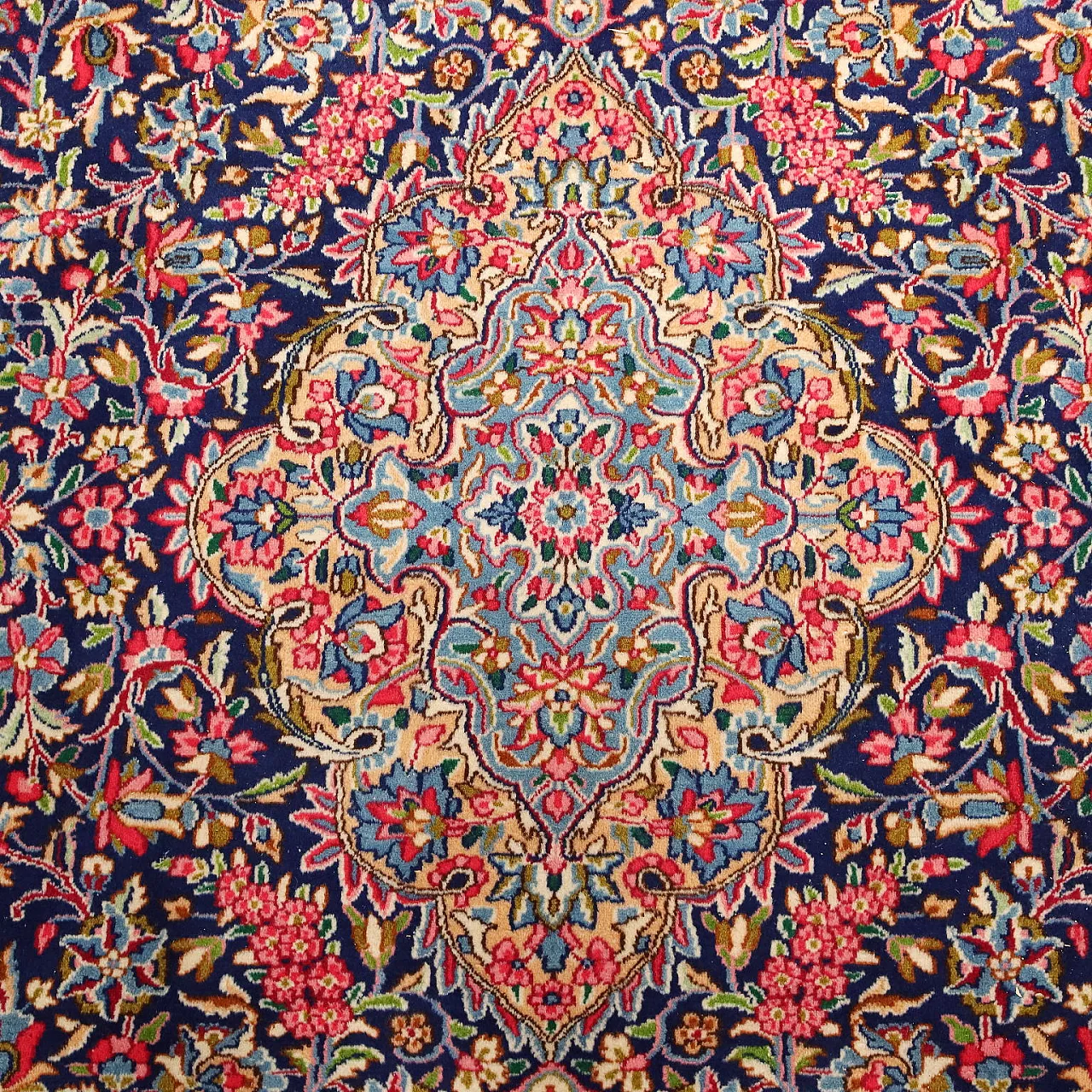 Tappeto Kerman in cotone e lana, nodo grosso, fatto a mano, '900 4