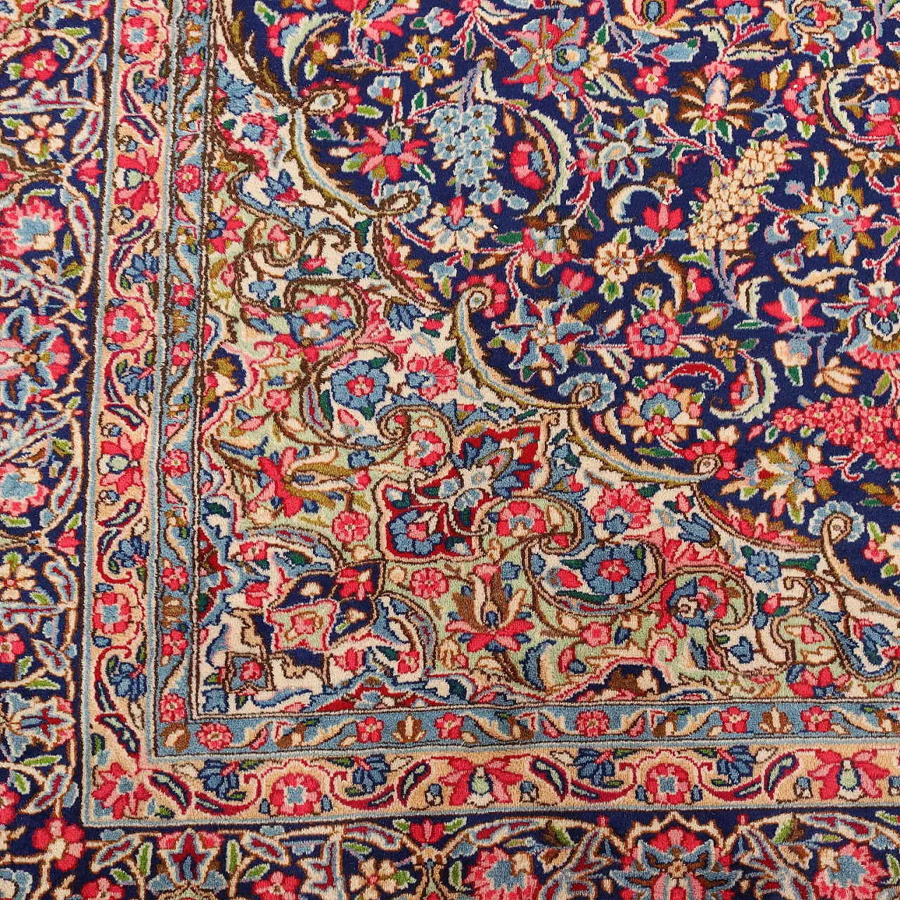 Tappeto Kerman in cotone e lana, nodo grosso, fatto a mano, '900 5