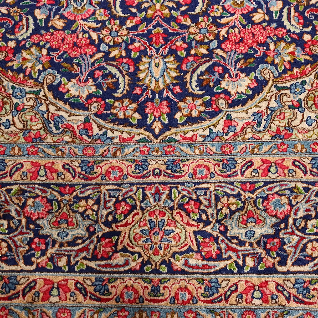 Tappeto Kerman in cotone e lana, nodo grosso, fatto a mano, '900 6