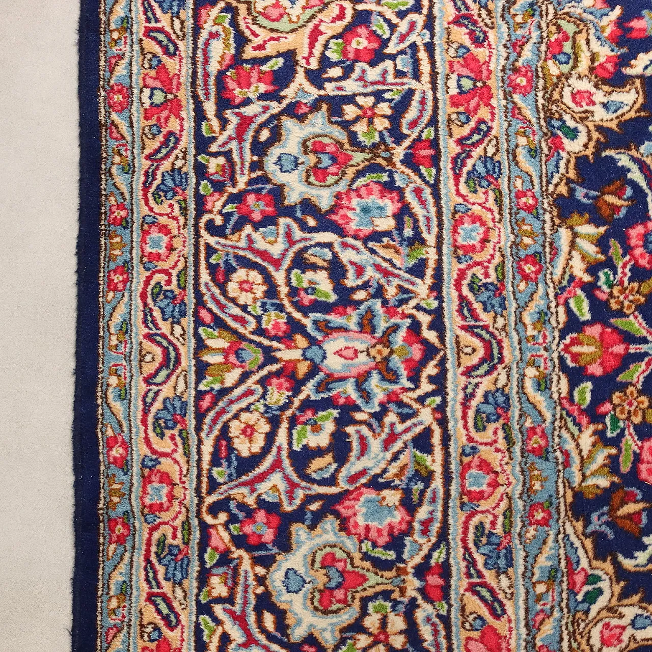 Tappeto Kerman in cotone e lana, nodo grosso, fatto a mano, '900 7