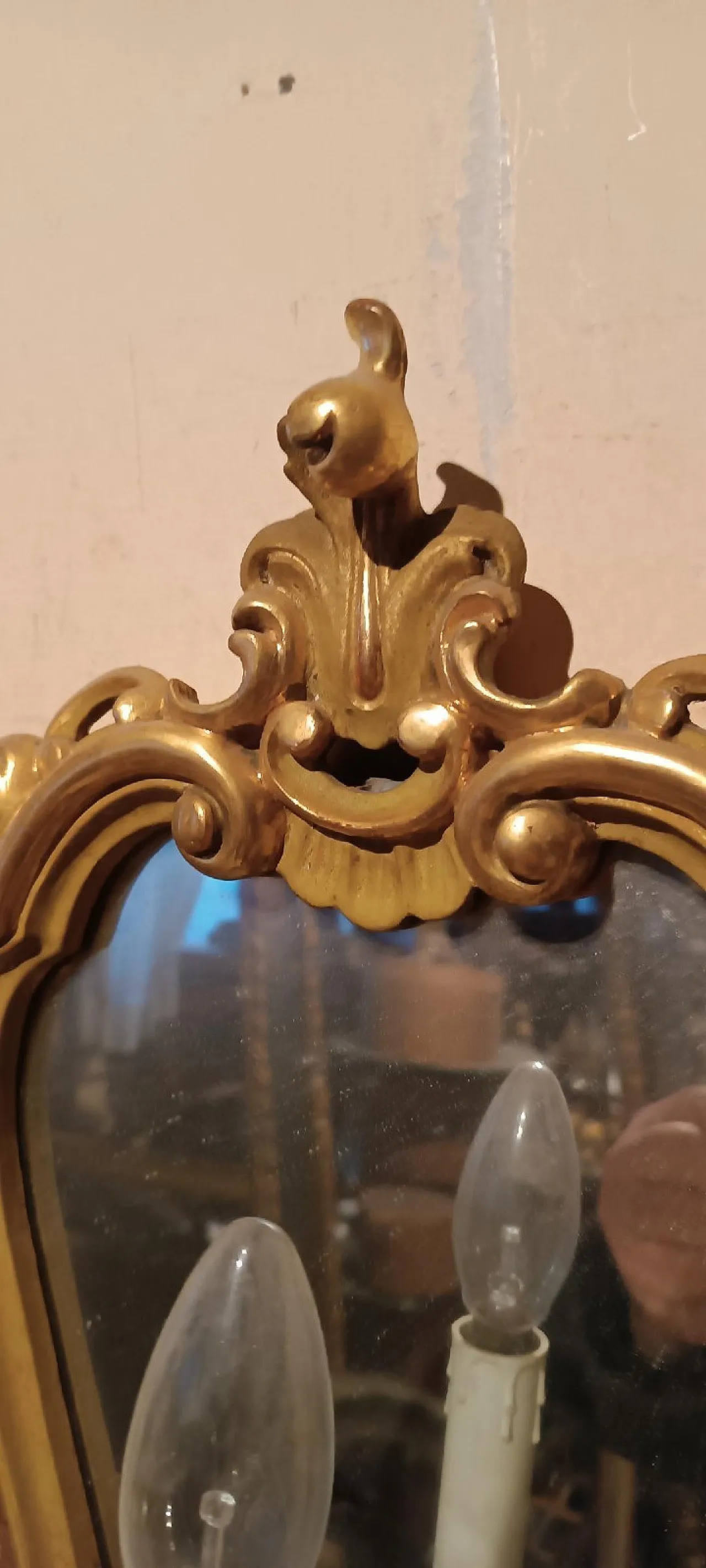 Pair of wooden and pure gold sconces, 1950s 7