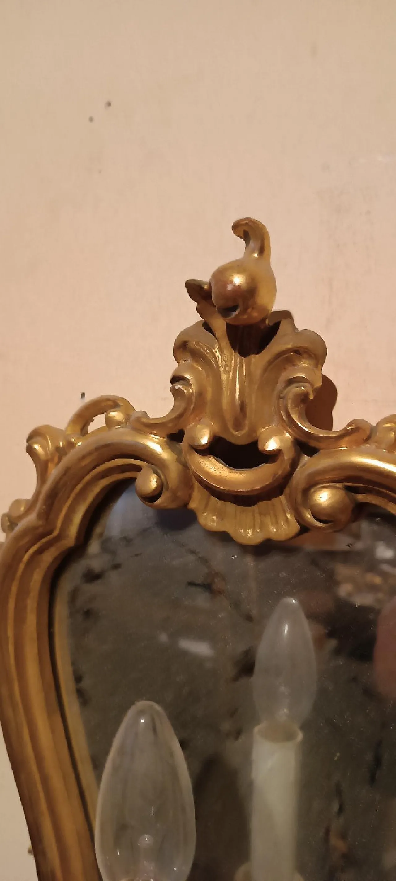 Pair of wooden and pure gold sconces, 1950s 10