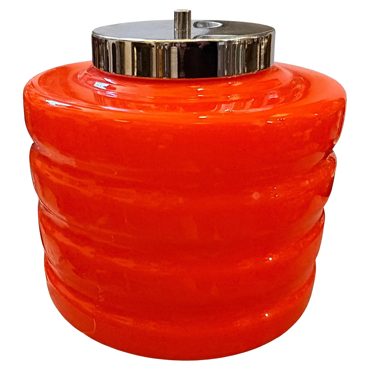 Space Age chromed metal and orange glass table lamp, 1990s 2