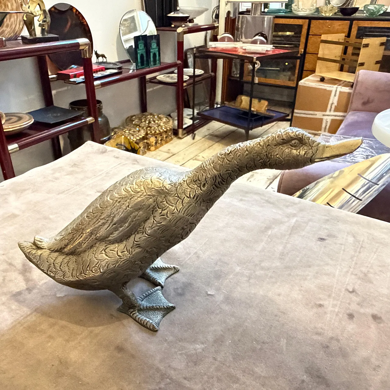 Silver plated sculptured duck paperweight by Gucci, 1980s 2