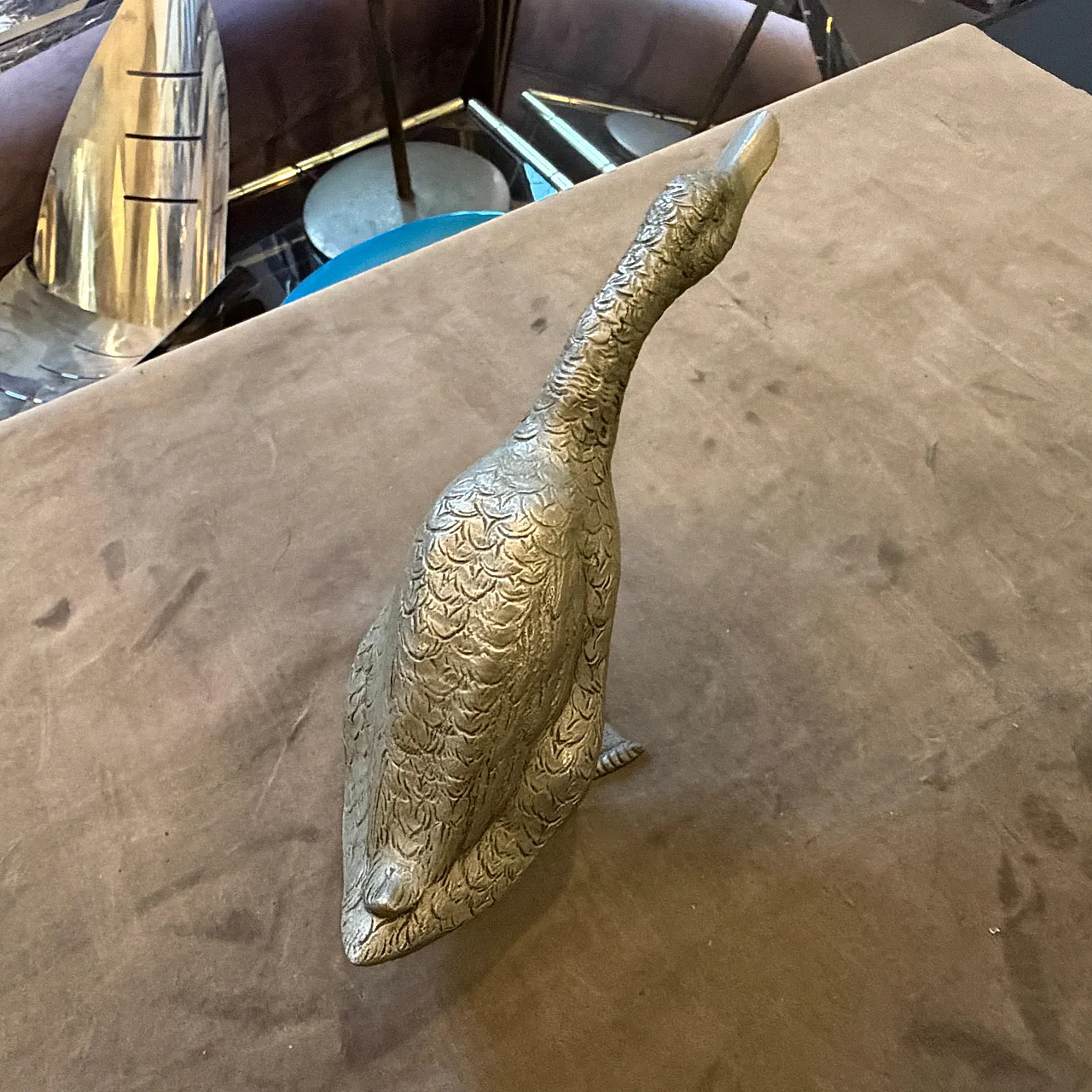 Silver plated sculptured duck paperweight by Gucci, 1980s 5