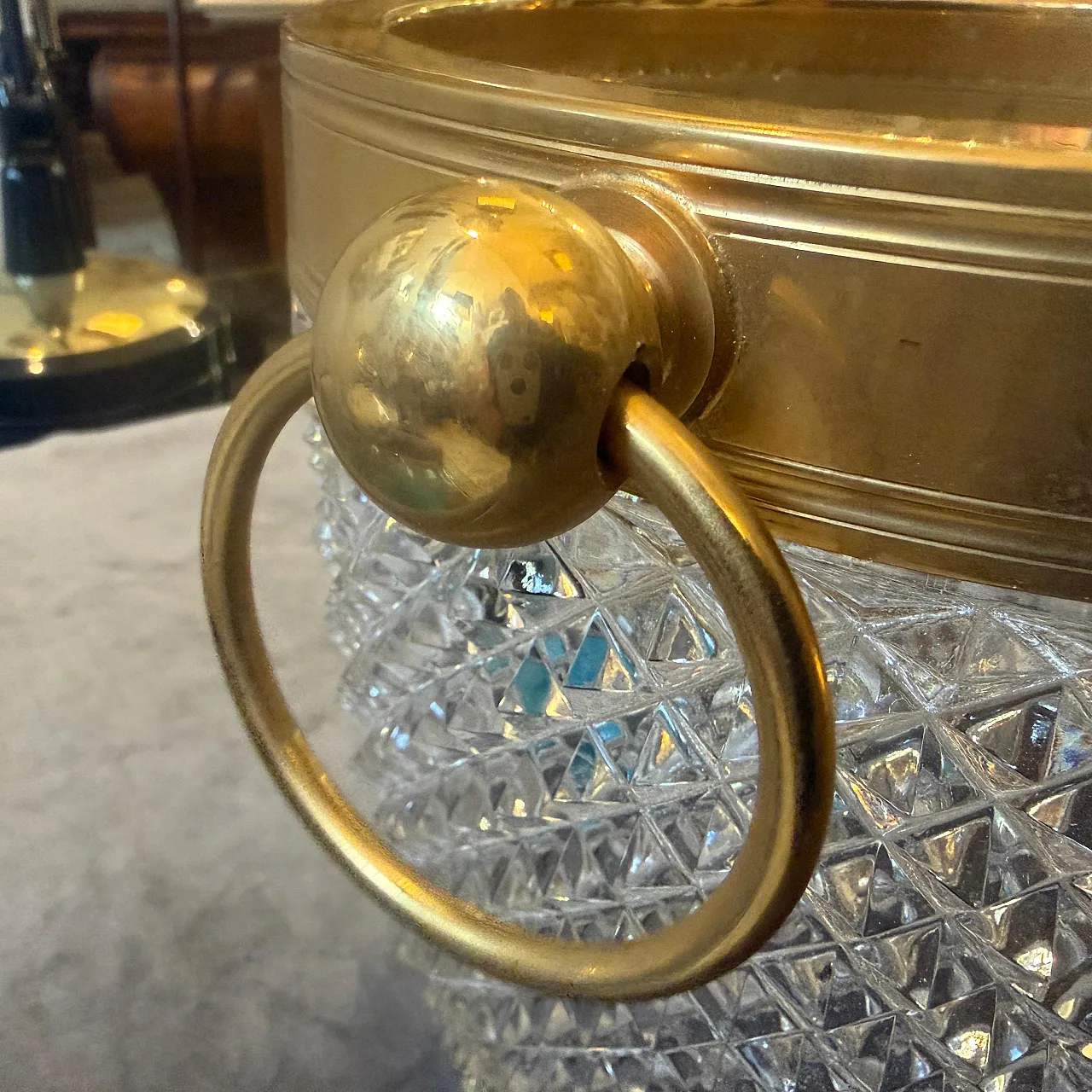 Modernist crystal and gilded metal champagne cooler, 1980s 6