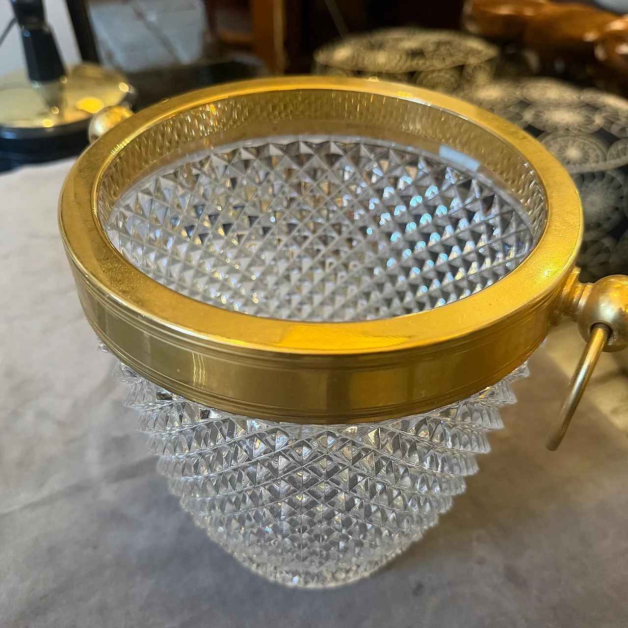 Modernist crystal and gilded metal champagne cooler, 1980s 10