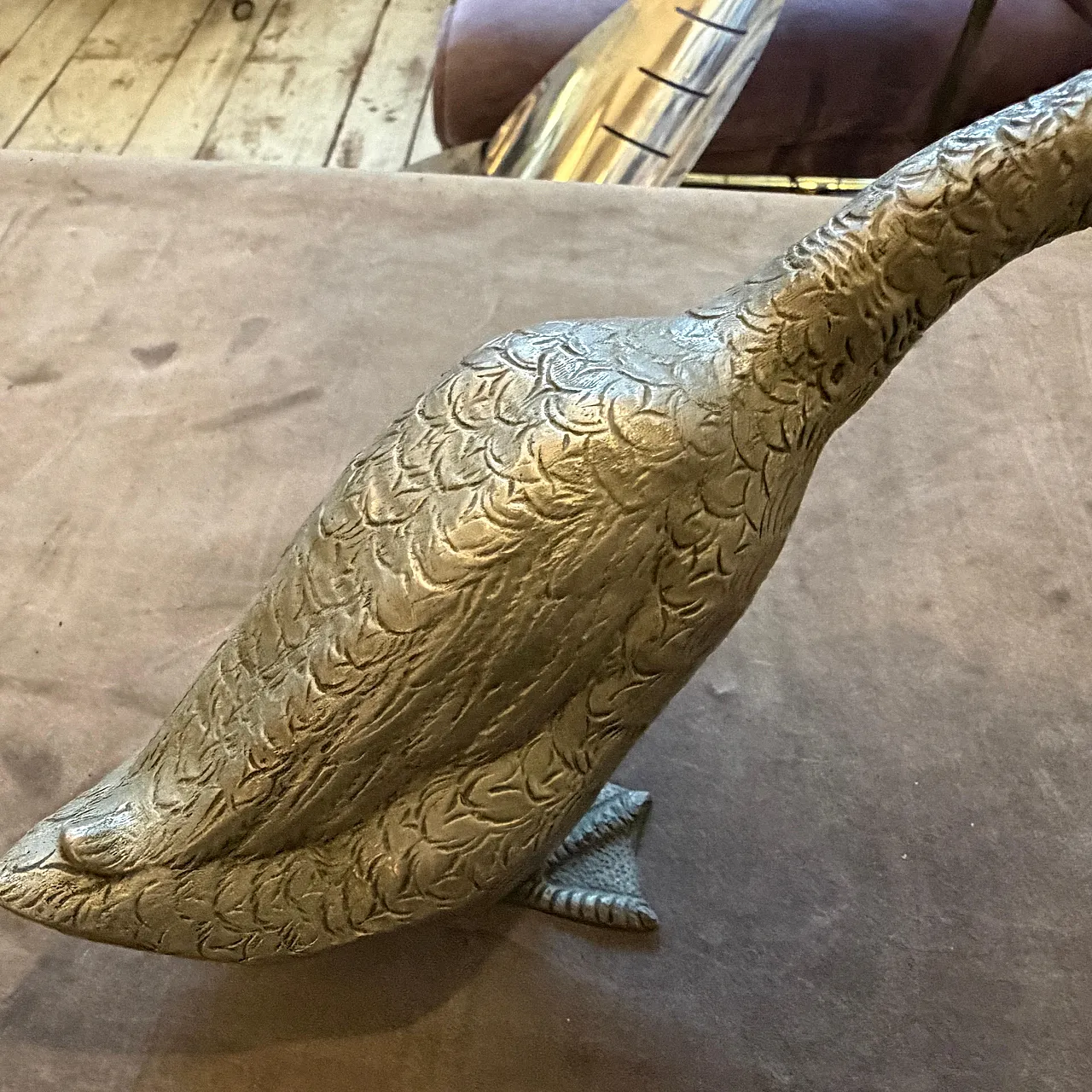 Silver plated sculptured duck paperweight by Gucci, 1980s 9