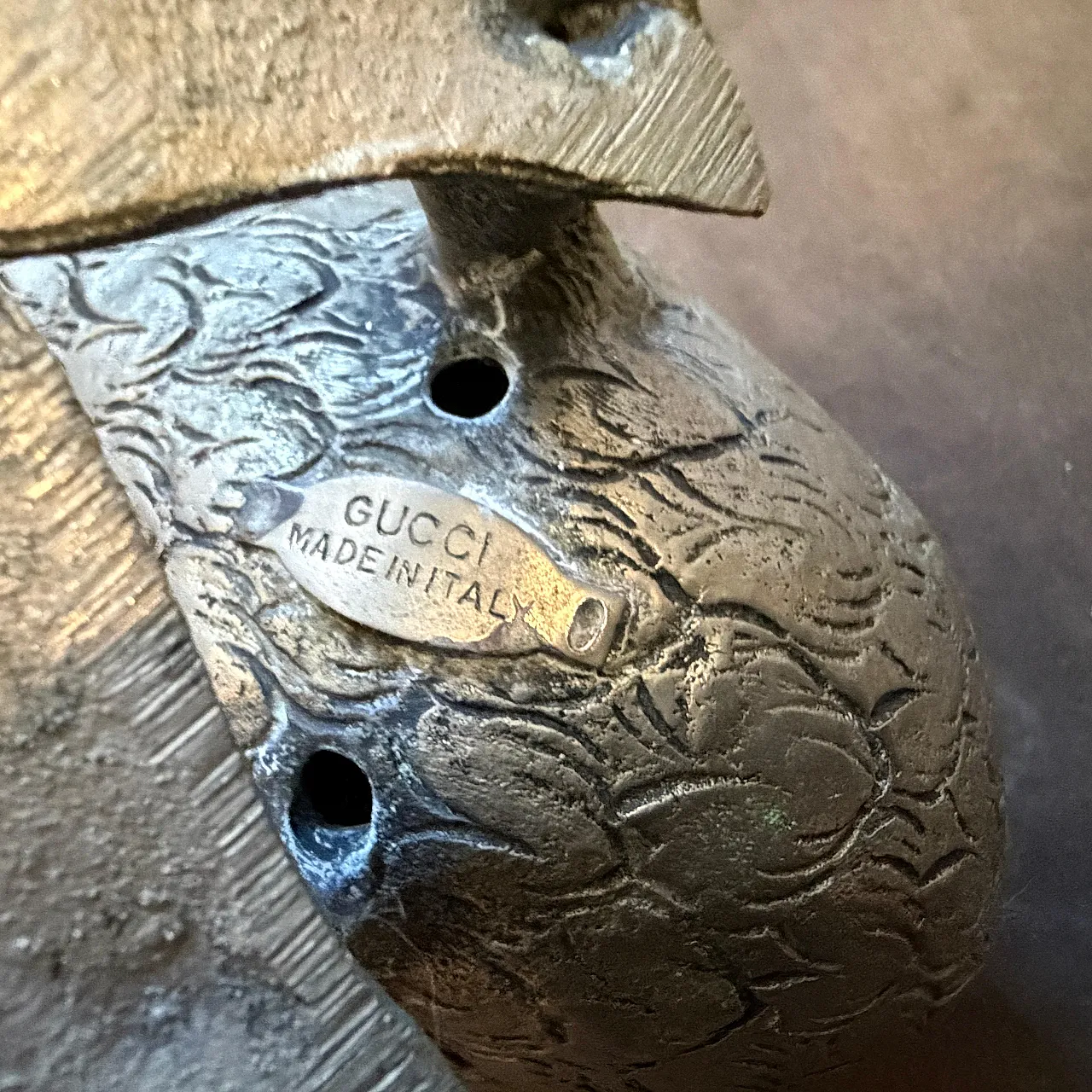 Silver plated sculptured duck paperweight by Gucci, 1980s 11