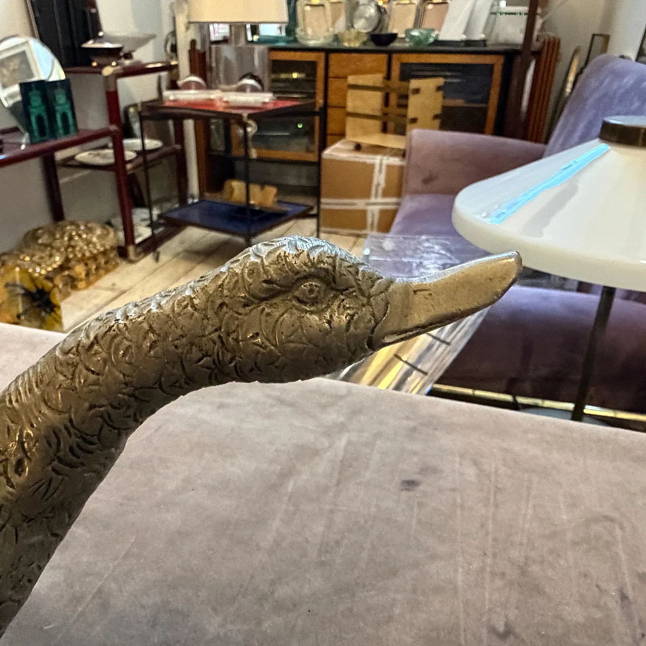 Silver plated sculptured duck paperweight by Gucci, 1980s 13