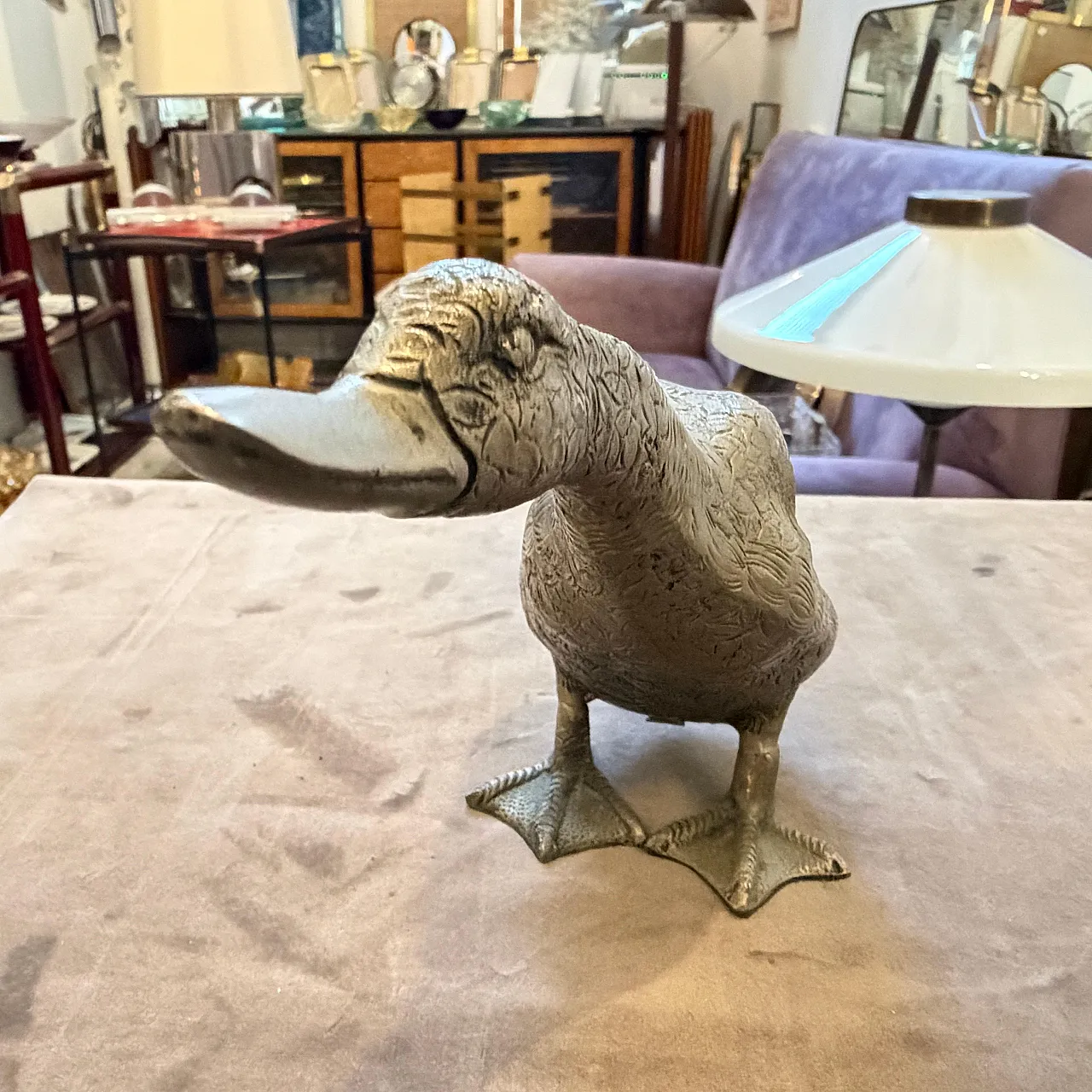 Silver plated sculptured duck paperweight by Gucci, 1980s 14