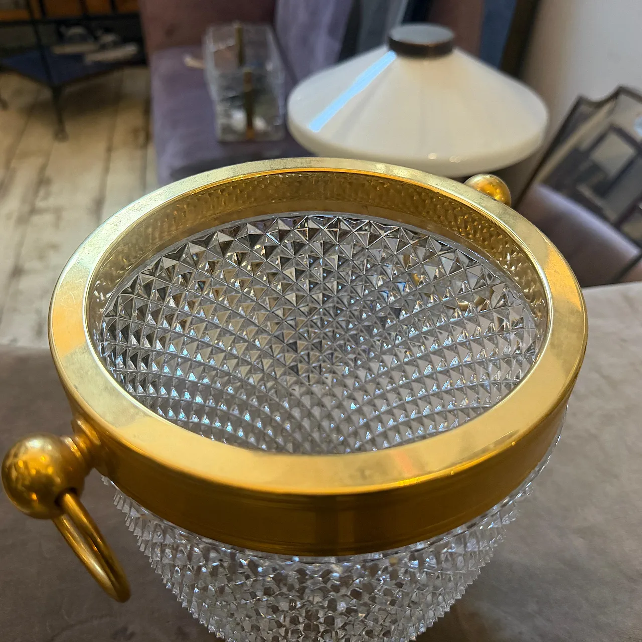 Modernist crystal and gilded metal champagne cooler, 1980s 16