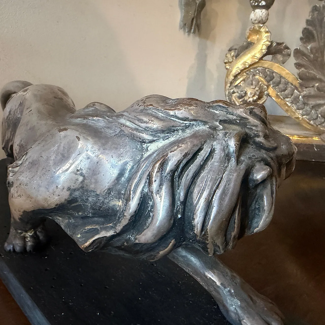 Art Deco style silver and copper roaring lion sculpture, 1940s 4