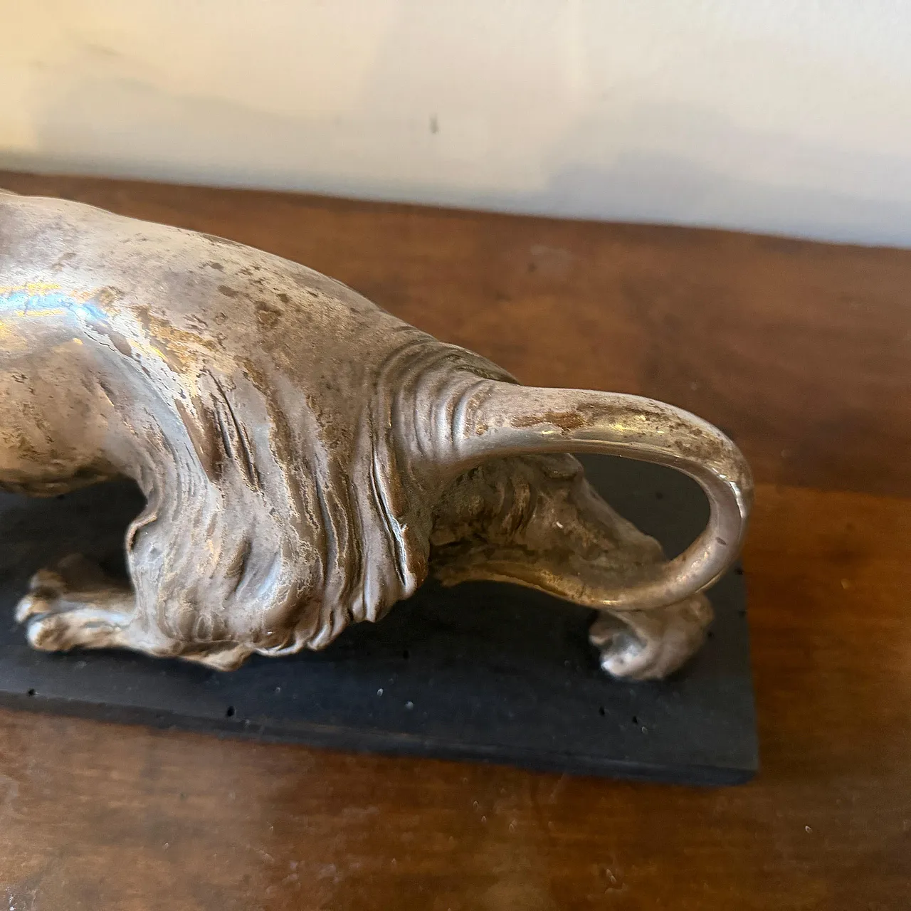Art Deco style silver and copper roaring lion sculpture, 1940s 6