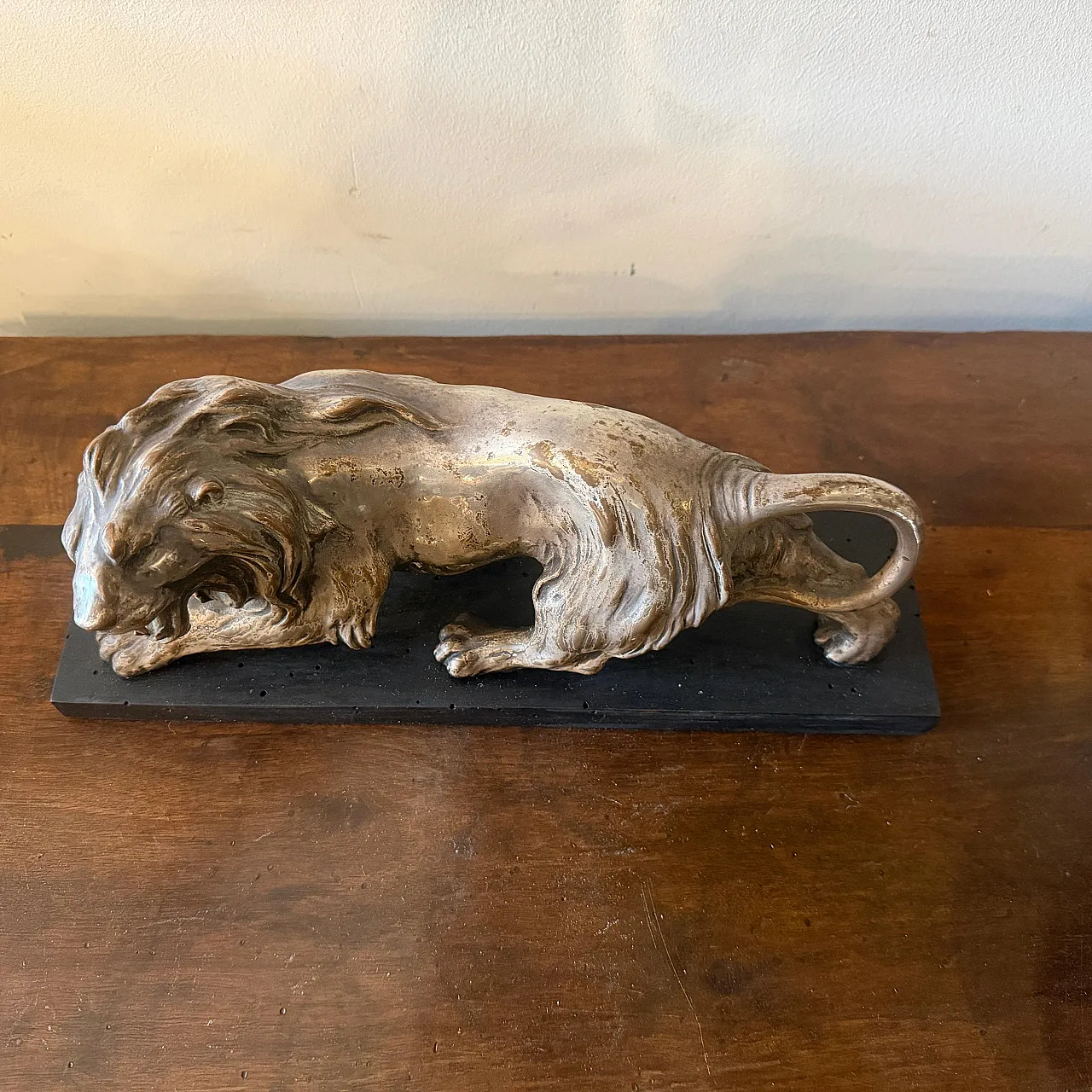 Art Deco style silver and copper roaring lion sculpture, 1940s 7