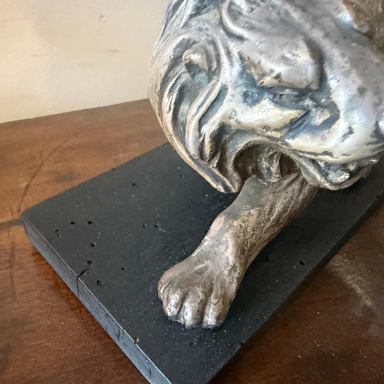 Art Deco style silver and copper roaring lion sculpture, 1940s 11