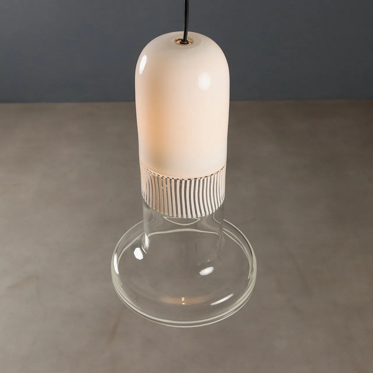 Plafoniera in vetro trasparente e lattiginoso, '900 5