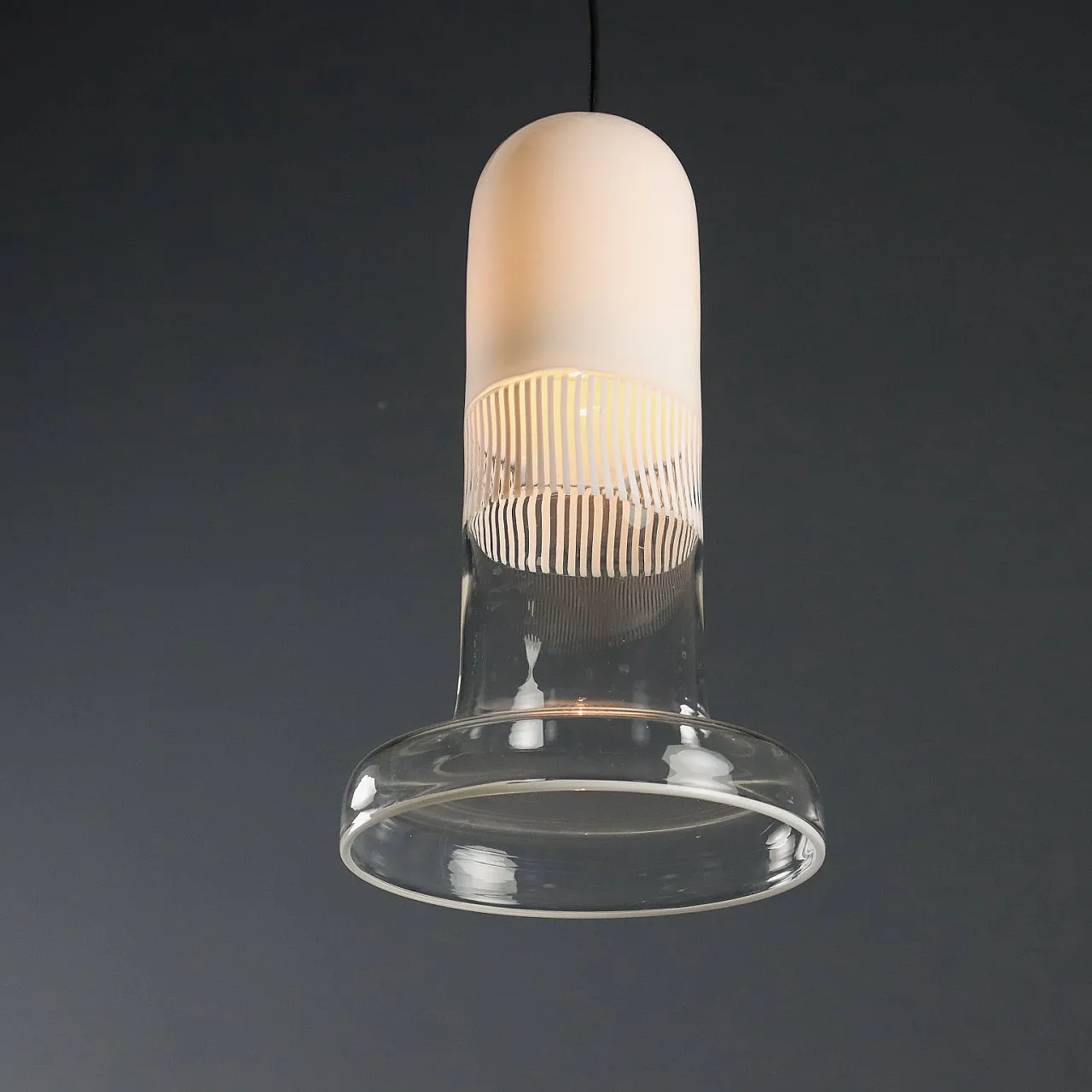 Plafoniera in vetro trasparente e lattiginoso, '900 6