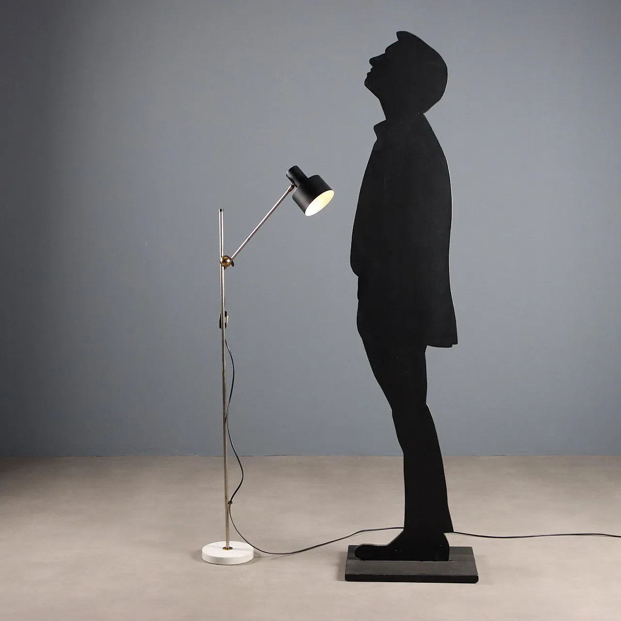 Lampada da terra in marmo, metallo e alluminio, '900 2