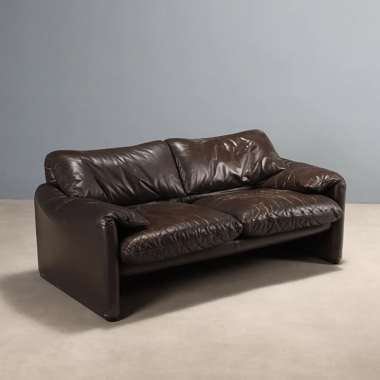 Sofa with foam padding and leather upholstery, 20th century 1