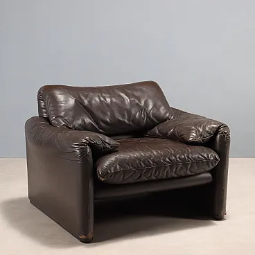 Armchair with foam padding and leather upholstery, 20th century