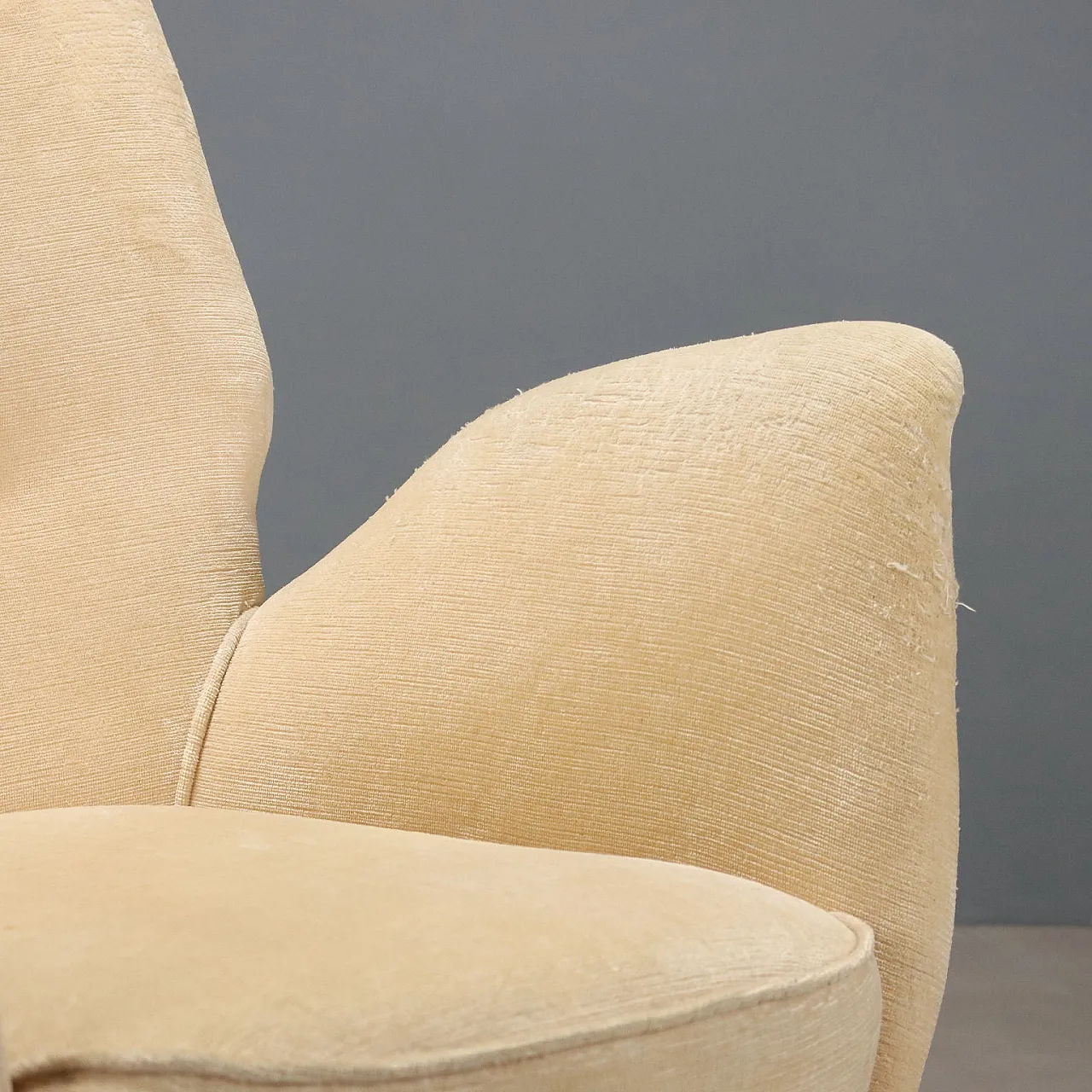 Poltroncina, imbottitura a molle, rivestimento in velluto, '900 5