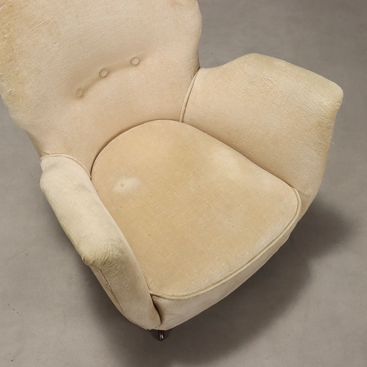 Poltroncina, imbottitura a molle, rivestimento in velluto, '900 7